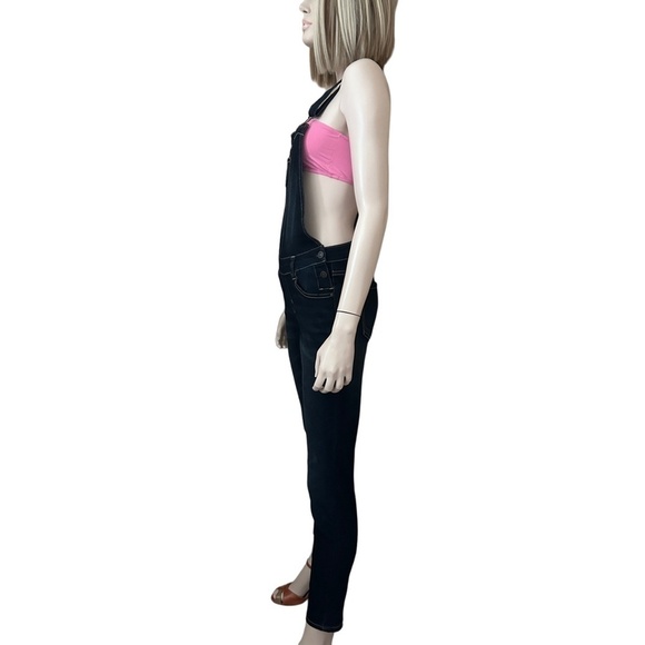 Wallflower Denim Jeans Overalls Bib Strappy Dark Wash Indigo Skinny Leg Stretch - Picture 3 of 15